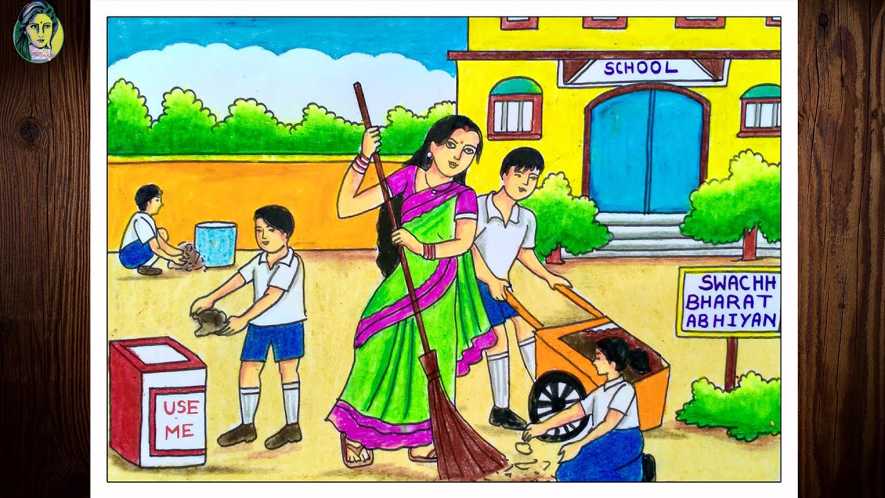 Clean India Green India Drawing/Swachh Bharat Abhiyan Poster drawing  Easy/Gandhi Jayanti Drawing. - YouTube