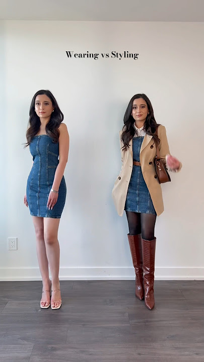 Wearing or Styling? Which would you choose? #wearingvsstyling #denimdress #fashion #outfitideas