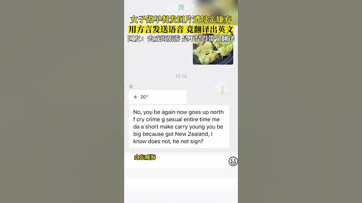 對味！母親嫌棄女子做的早餐，用方言發語音吐槽竟被翻譯成英文！ - 天天要聞