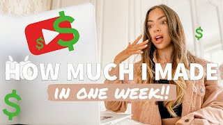HOW MUCH I MADE my FIRST WEEK Monetized on YouTube 💸 cpm/rpm so low +small youtuber money EXPLAINED screenshot 2