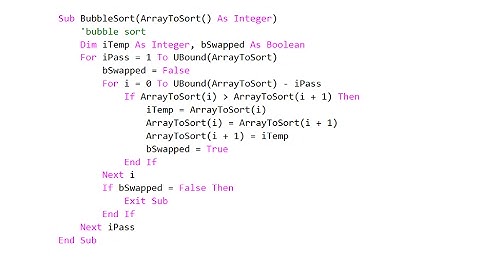 Bubble Sort 4 – VB.NET Implementation Enhancements