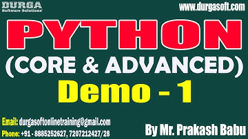 PYTHON tutorials || Demo - 1 || by Mr. Prakash Babu On 31-01-2024 @10PM IST