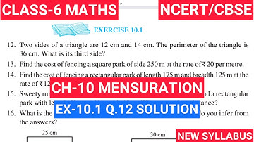 Class 6 Exercise-10.1 Q-12 Solution | Class 6 Maths Chapter- 10 Mensuration | NCERT CBSE