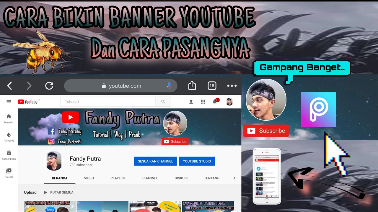  CARA MEMBUAT BANNER  YOUTUBE SIMPLE KEREN DIHP YouTube