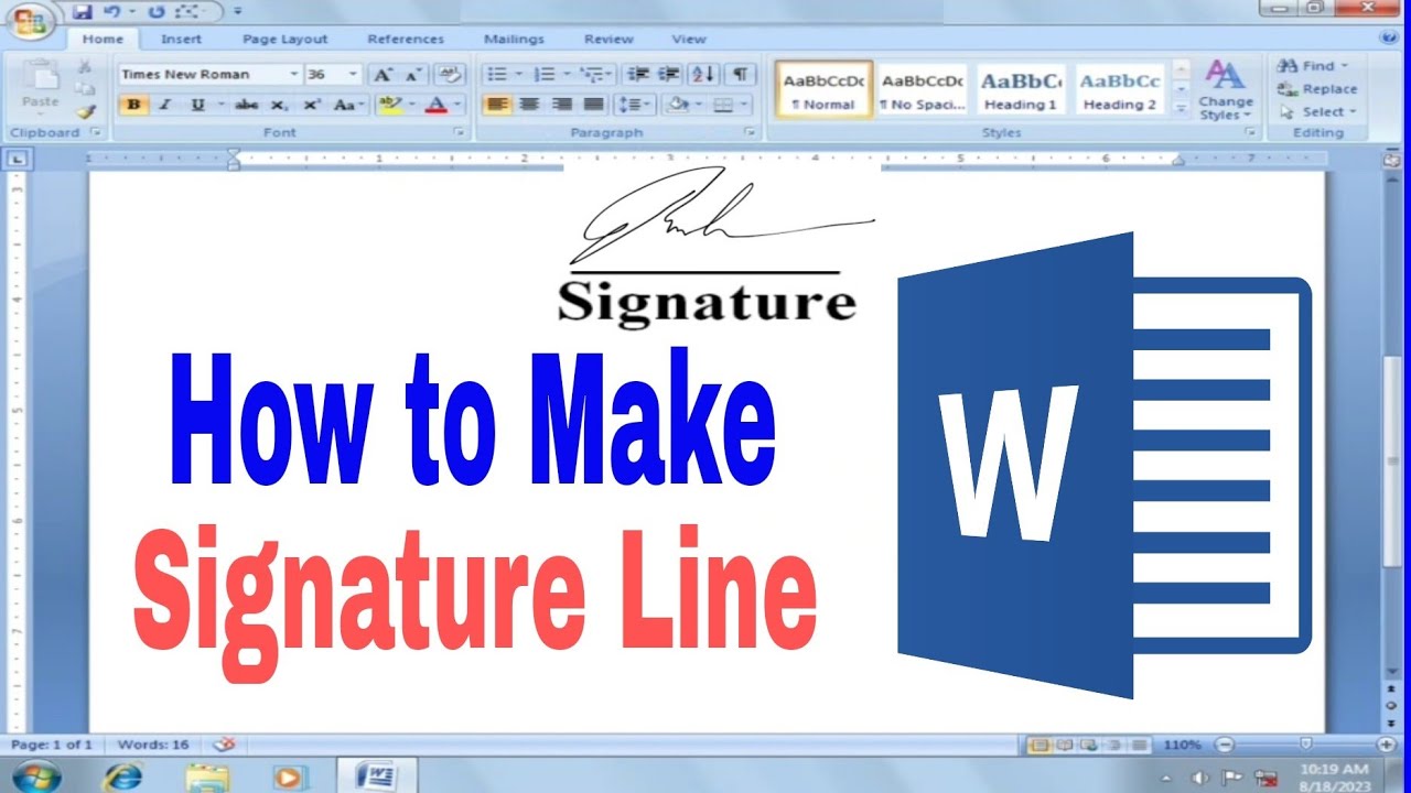 How to Make Signature Line in Microsoft Word - YouTube