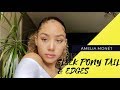 How To: Sleek Curly Pony Tail W/ Edges 😍 | Amelia Monét