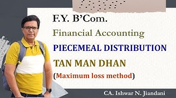 Tan | Man | Dhan | Piecemeal Distribution of Cash | Maximum loss method | Financial Accounting| BCom