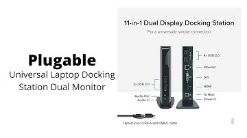 Plugable | USB 3.0 Universal Laptop Docking Station Dual Monitor for Windows and Mac