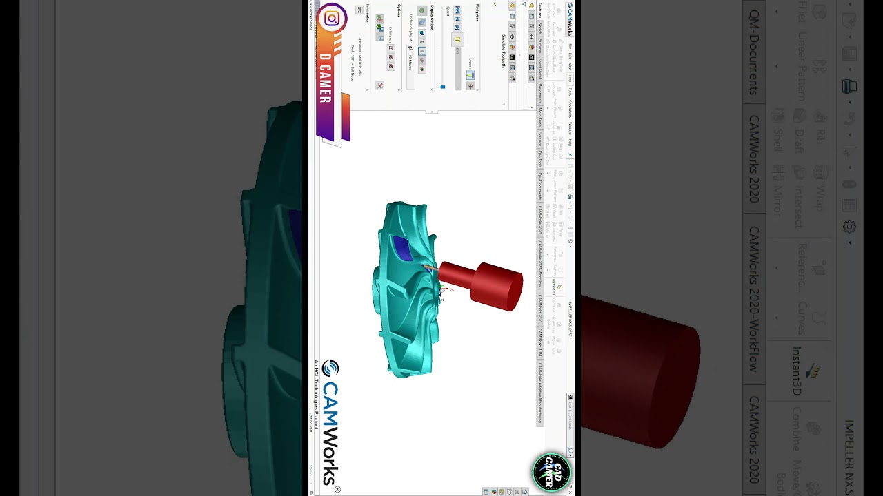 Learn 5 AXIS IMPELLER PROGRAMMING | Thread Milling in CAMWorks | CAD CAM | CNC VMC #shorts #Tutorial