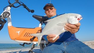 Craziest Pompano Surf Fishing Day In My Life (Himiway Cargo Ebike C3)