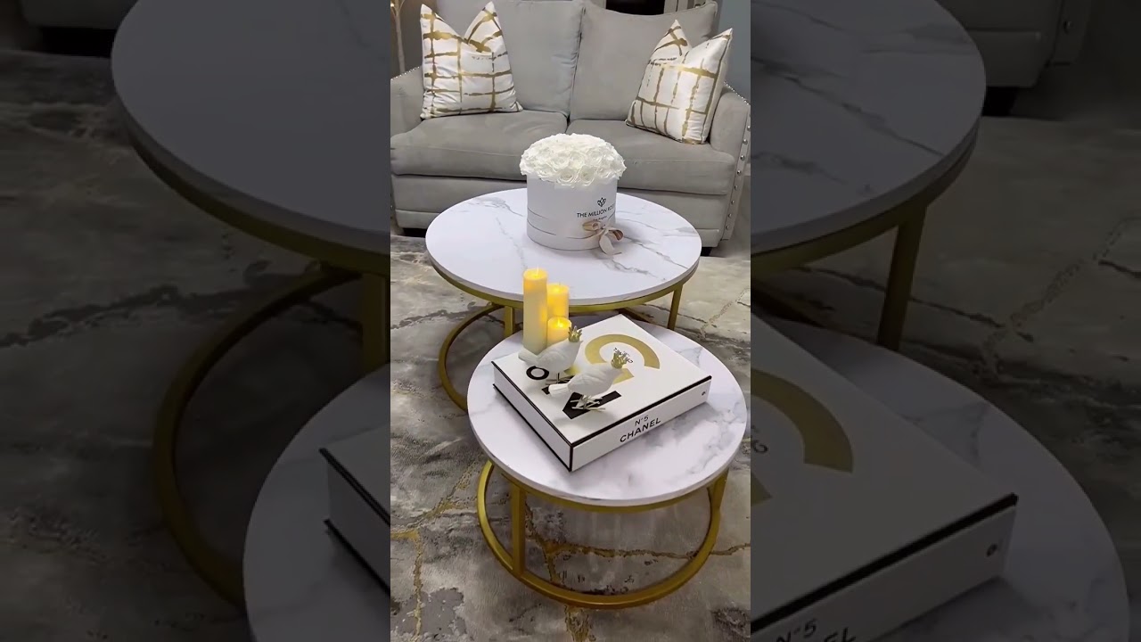 🔴 Grey, white and gold Living Room Makeover 