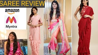 Amazon Myntra party wear saree haul//Honest review//Be Thankfull //Pooja Misal