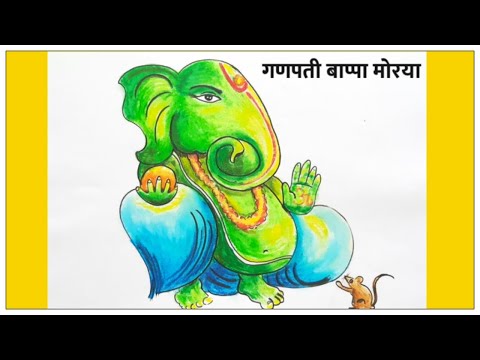 How to draw Ganpati,Drawing Ganpati with Oil pastels