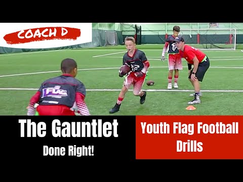 Youth Flag Football Drills | The Gauntlet Drill Done Right | Flag Football Drills for Kids | Flag