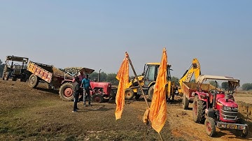 Jcb 3dx backhoe loading mud trolly tractor || Swaraj tractor Mahindra Tractor Yovo #tractor loading2