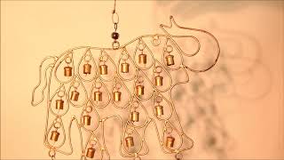 【ID-FRN-113】ドアチャイムなどへ！手作りのやさしい音色 インドの銅製ベル付きハンギング   鈴なり象さん〔約40cm〕