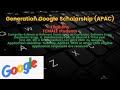 Generation google scholarship for female 2024 complete application process