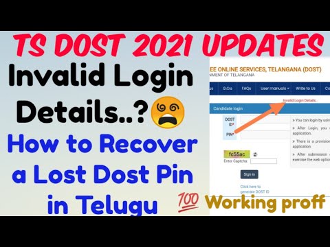 How to Recover a Lost Dost pin in Telugu//Invalid Login Details.?//TS Dost 1st Phase seat Allotment