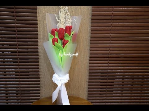  cara  membuat buket bunga  tulip  dari  kain  flanel  DIY HOW 