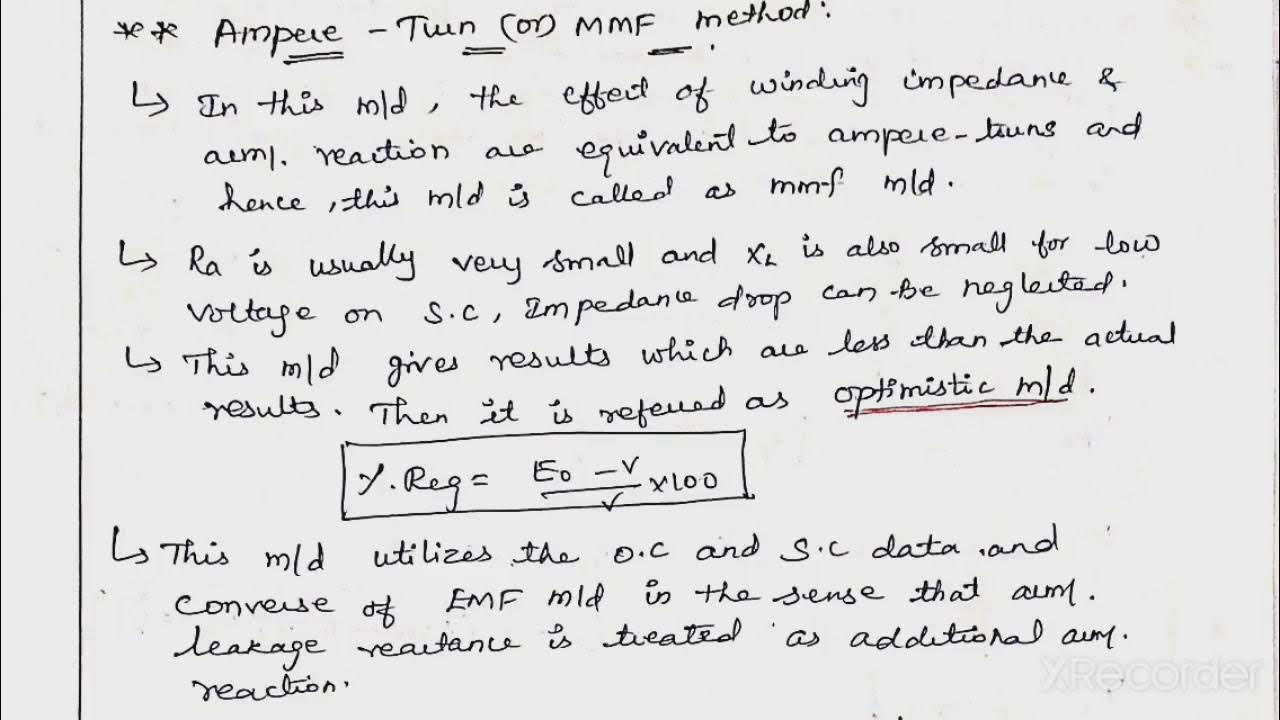 Determination of voltage regulation of the alternator by using MMF