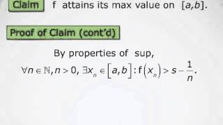 The Extreme Value Theorem for Continuous Functions