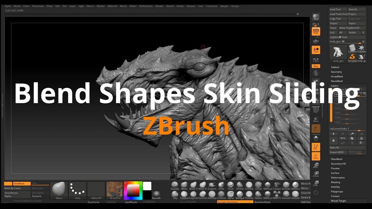 export to zbrush for blendshapes