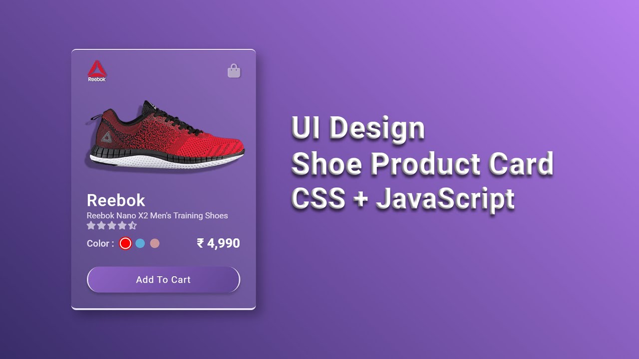 Shoe Product Card UI Design Using HTML CSS & JavaScript - YouTube