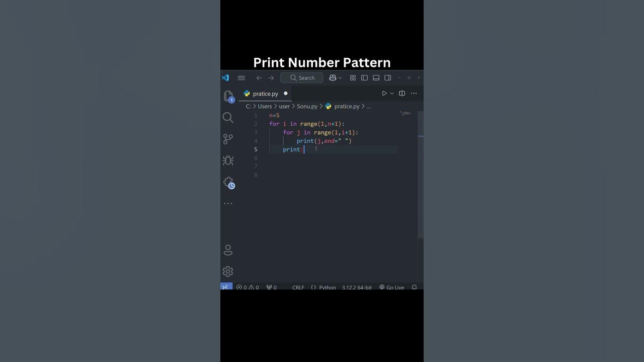 Print Number Pattern in Python 🔢 | #PythonCoding #Shorts - YouTube
