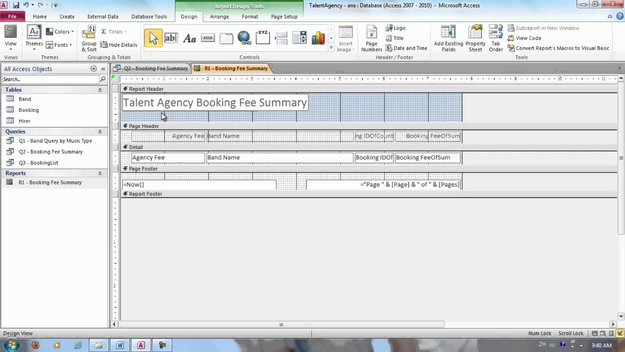 Session 7 Ms Access Creating The Booking Fee Summary Report Youtube Microsoft Access Booking System Template