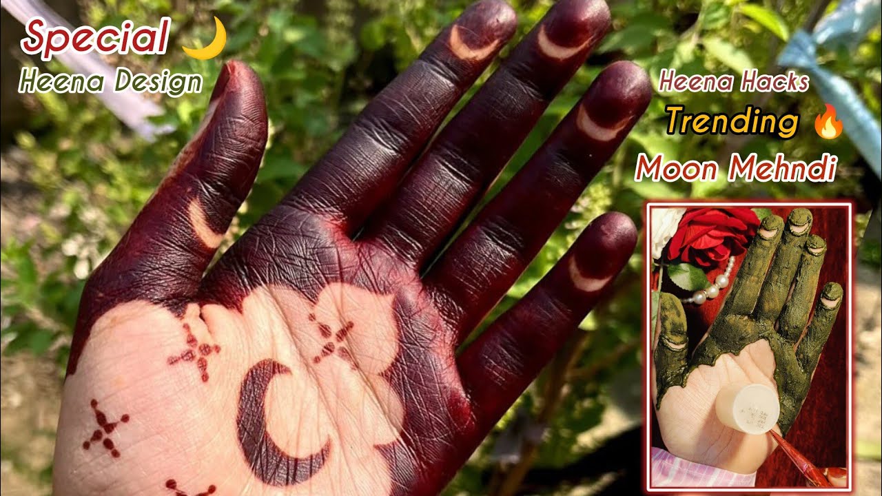 Easy red mehndi Design❤️ | how to make trending Moon mehendi 🌙| Eid special chand Mehandi ka design