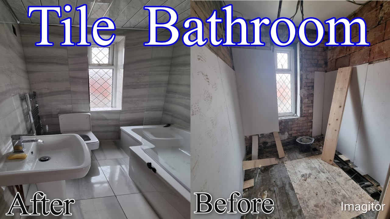 How to Tile a Small Bathroom Floor And wall DIY Bath Remodel Uk YouTube