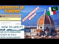 Study in Italy | Application Process of University of Florence | Without IELTS | Admission 2024