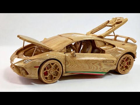 Carving a Lamborghini Huracán from Wood | ASMR Real Sound (No Music)