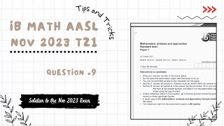IB DP Math AASL Nov 2023 TZ1 Paper 1 (Section B) - Q9