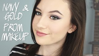 Navy & Gold Eye Makeup Tutorial - Prom Makeup #1