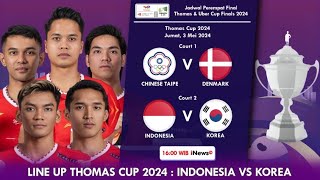 Line Up Indonesia Vs Korea Perempat Final Thomas Cup 2024 Hari Ini Pukul 16:00 WIB Live Inews TV by Ngapak Vlog 20,165 views 10 days ago 2 minutes, 6 seconds