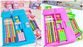 Filling my jumbo pencil box with cute stationery ✨️ 💕 lot of new stationery items 🥖🥞🫒💖💕