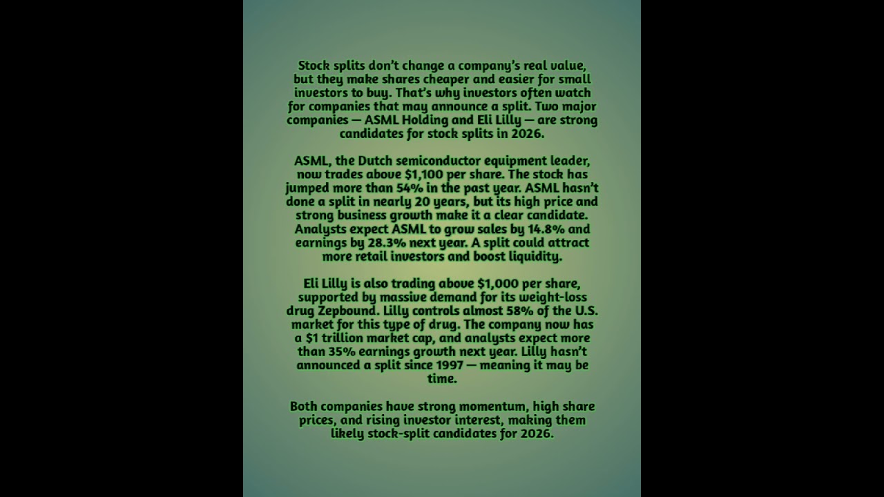 “2 Big Stock Splits Coming in 2026? ASML & Eli Lilly Explained Simply!”