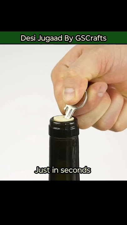 How to open Cork of a wine bottle without a corkscrew |  Desi Jugaad By GSCrafts  #homemade #cork