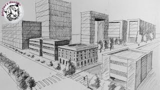 Como Dibujar una Ciudad en Perspectiva de Dos Puntos Paso a Paso