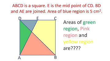 ABCD is a square. E is the mid point. BD and AE are joined. Area of smallest part is 5 cm2.