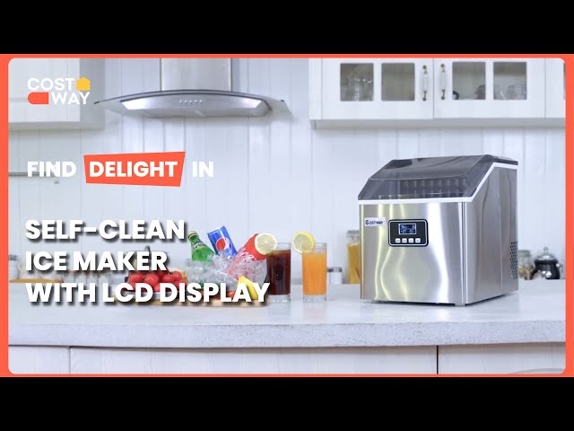 LCD Self-Cleaning Ice Maker: Countertop Machine, 44Lbs/24H