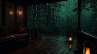 Mountain Cabin Balcony in HEAVY RAIN – Perfect Thunderstorm Sounds for Sleep