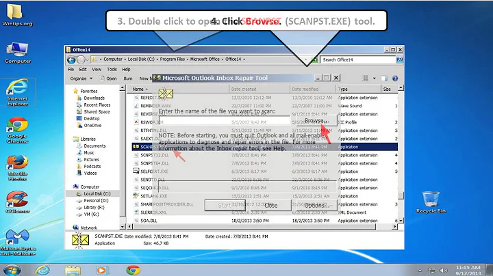 How to Repair Outlook Data with the SCANPST.EXE tool.