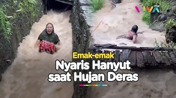 Nyaris Hanyut di Selokan, Aksi Emak-emak Ini Bikin Geleng Kepala