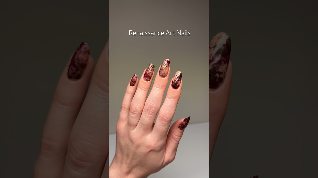 EASIEST renaissance painting nails #naillover #nailart #nailtutorial