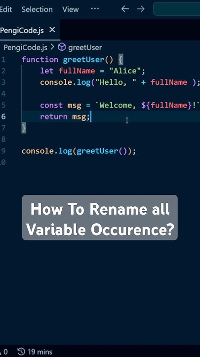 VS Code Trick: Rename All Variables Instantly! 🔥 #javascript #coding # ...