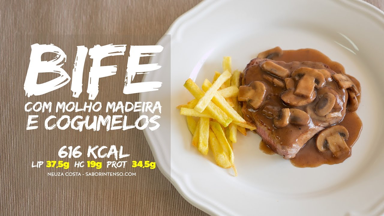 Bife com Molho Madeira e Cogumelos