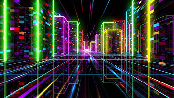 4K Screensaver | Colorful Neon City – Psychedelic VJ Loop (No Sound)