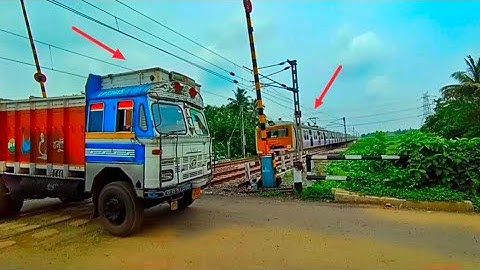The Furious Unstoppable Crossing : Single Wind Sheild EMU Local Train Dangerously Moving Out